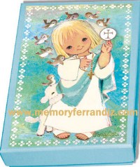 Estampas comunión Ferrándiz “Naif turquesa Niño” (Caja 50 uds)