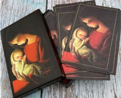Estampas comunión Ferrándiz “Virgen roja fondo negro” (Caja 50 uds)